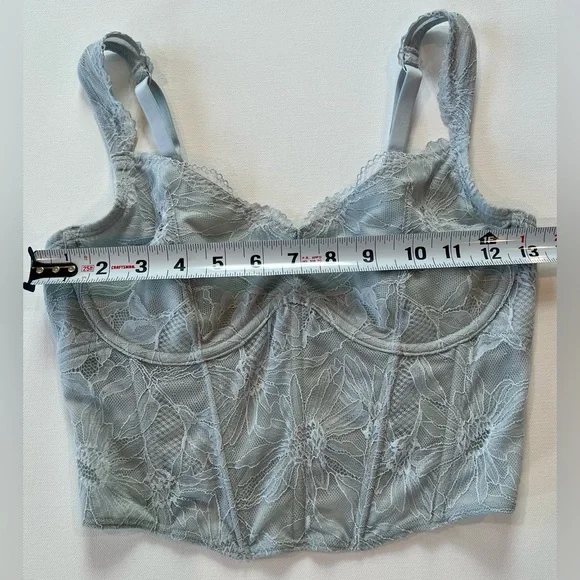 Gilly Hicks Lace Bustier in Soft Gray Floral Stitching Medium - Picture 5 of 9